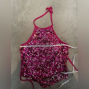 Pink Sequin Halter Top